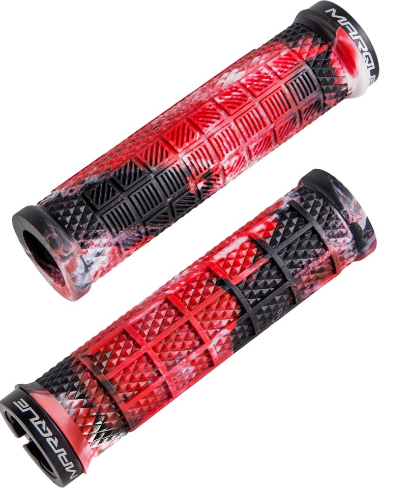 Marque Grapple Mountain Bike Handlebar Grips â€“ Single Lock-On Ring MTB and BMX Bicycle Handle Bar with Non-Slip Grip (Wild FIre Red) - Image 1